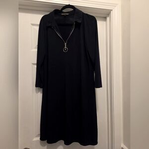 Navy Blue Zipper Dress By Always Indigo